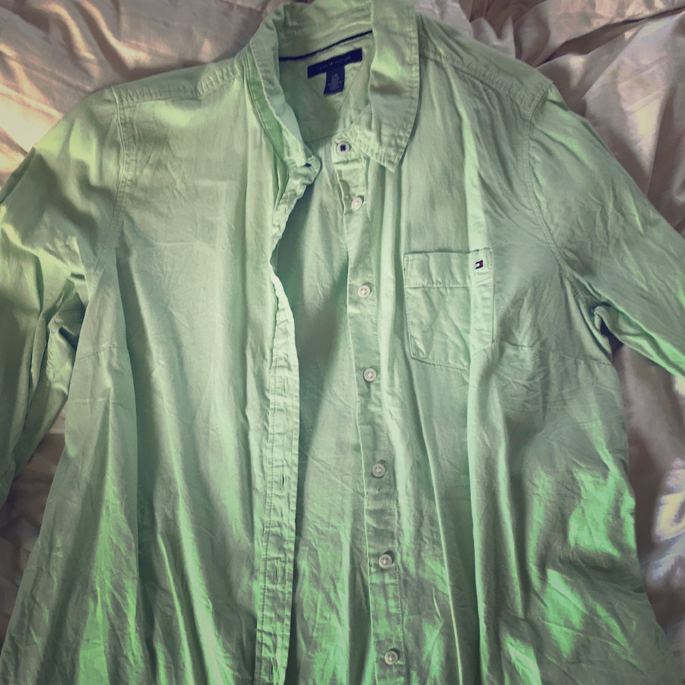 Tommy Hilfiger pastel lime button down